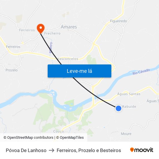 Póvoa De Lanhoso to Ferreiros, Prozelo e Besteiros map