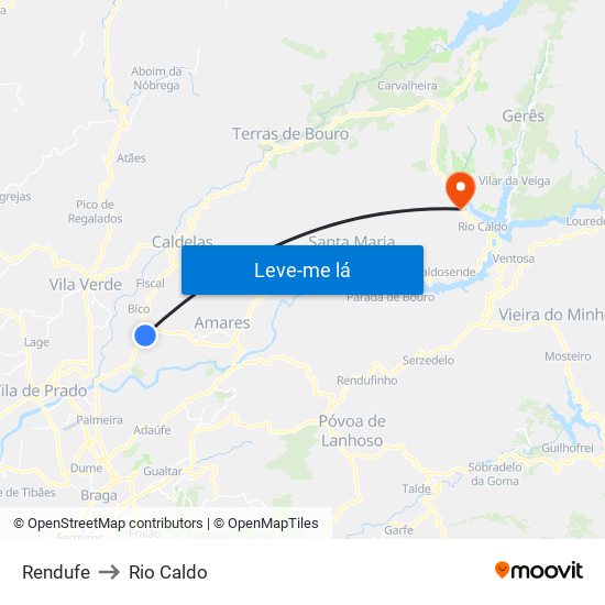 Rendufe to Rio Caldo map