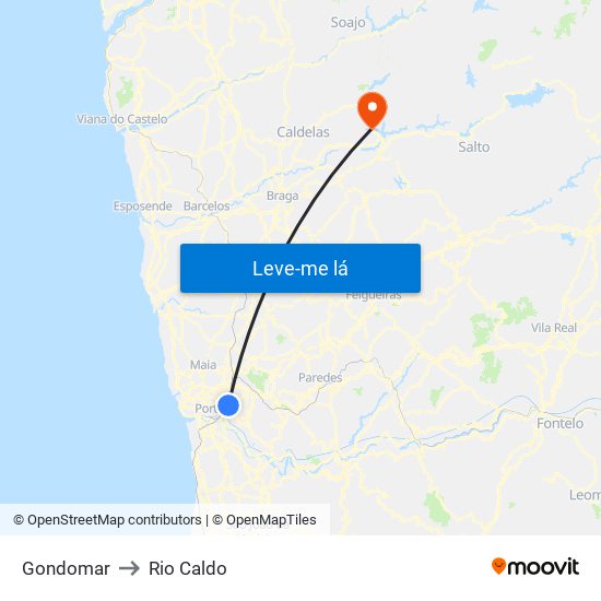 Gondomar to Rio Caldo map