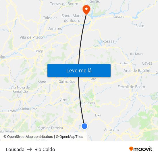 Lousada to Rio Caldo map