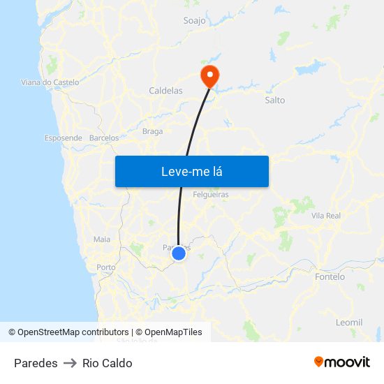 Paredes to Rio Caldo map