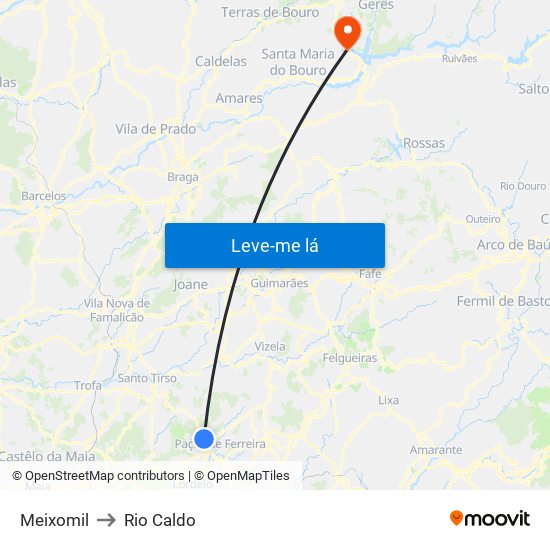 Meixomil to Rio Caldo map