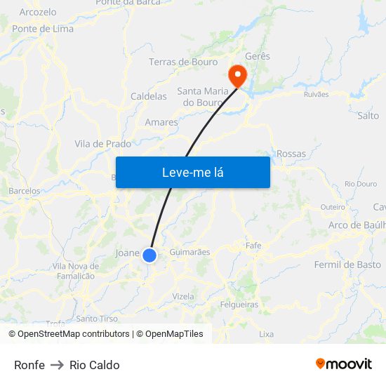 Ronfe to Rio Caldo map