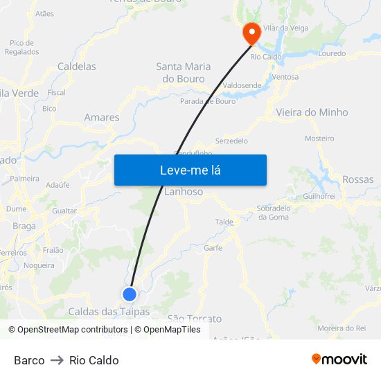 Barco to Rio Caldo map