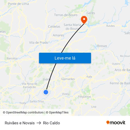 Ruivães e Novais to Rio Caldo map