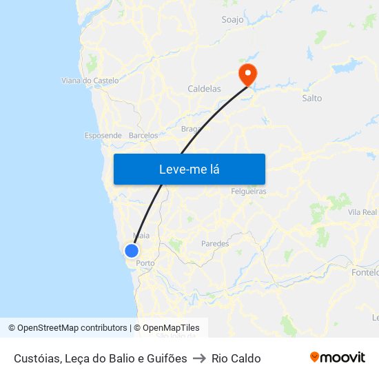 Custóias, Leça do Balio e Guifões to Rio Caldo map