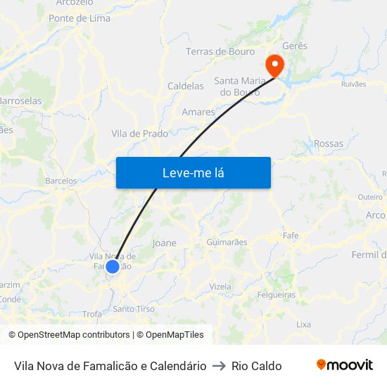 Vila Nova de Famalicão e Calendário to Rio Caldo map