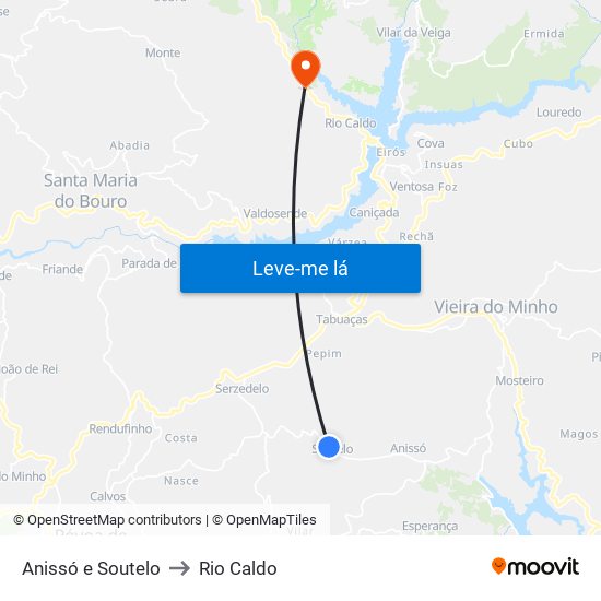 Anissó e Soutelo to Rio Caldo map