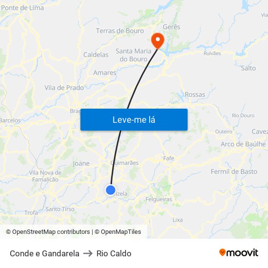 Conde e Gandarela to Rio Caldo map