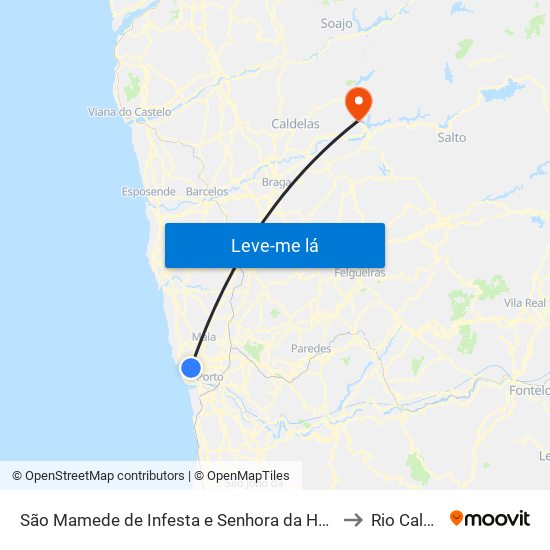 São Mamede de Infesta e Senhora da Hora to Rio Caldo map