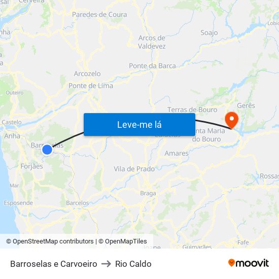 Barroselas e Carvoeiro to Rio Caldo map