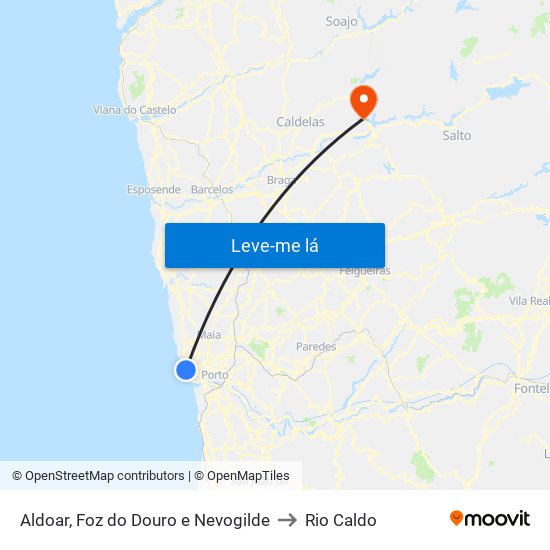 Aldoar, Foz do Douro e Nevogilde to Rio Caldo map