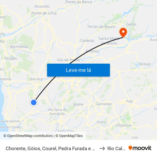 Chorente, Góios, Courel, Pedra Furada e Gueral to Rio Caldo map