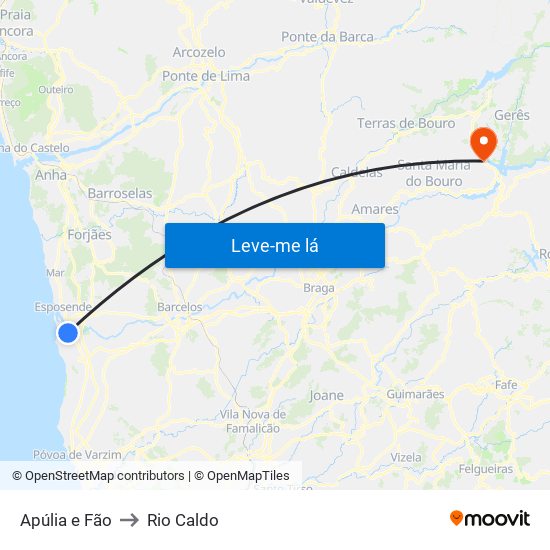 Apúlia e Fão to Rio Caldo map