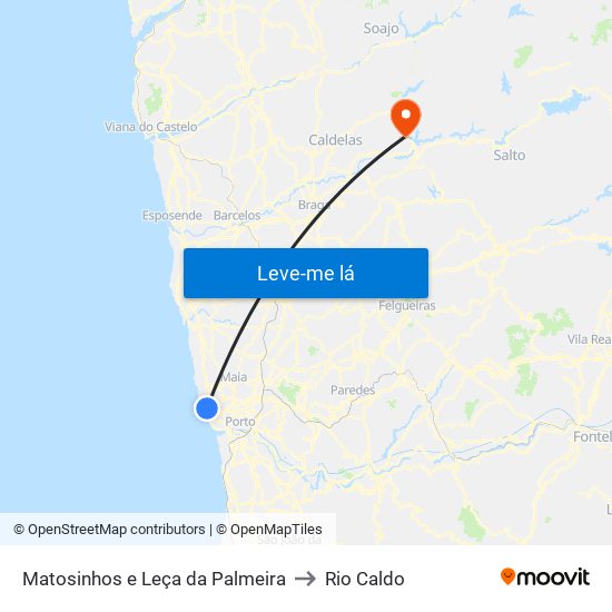 Matosinhos e Leça da Palmeira to Rio Caldo map