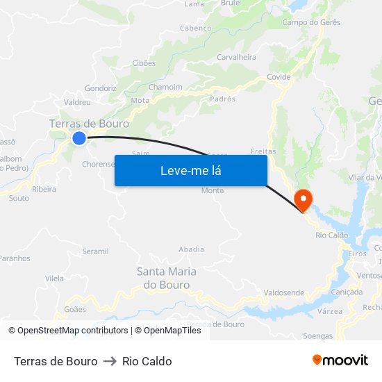 Terras de Bouro to Rio Caldo map