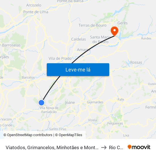 Viatodos, Grimancelos, Minhotães e Monte de Fralães to Rio Caldo map