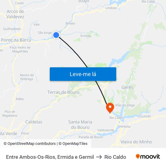 Entre Ambos-Os-Rios, Ermida e Germil to Rio Caldo map