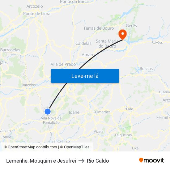 Lemenhe, Mouquim e Jesufrei to Rio Caldo map