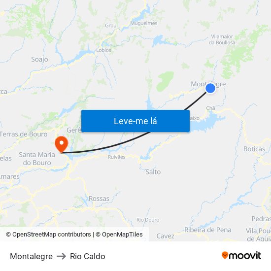 Montalegre to Rio Caldo map