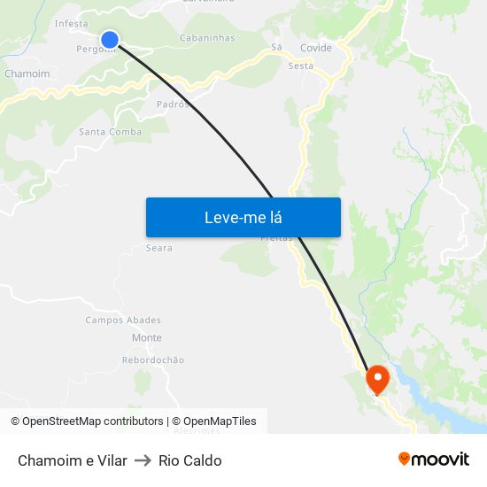 Chamoim e Vilar to Rio Caldo map