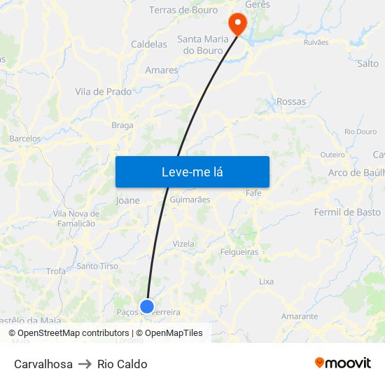 Carvalhosa to Rio Caldo map