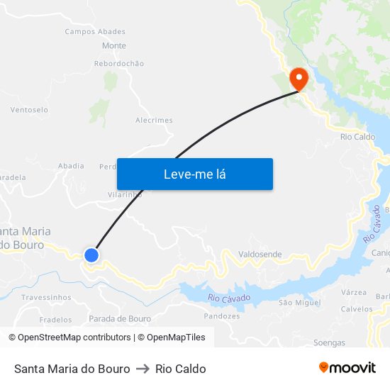 Santa Maria do Bouro to Rio Caldo map