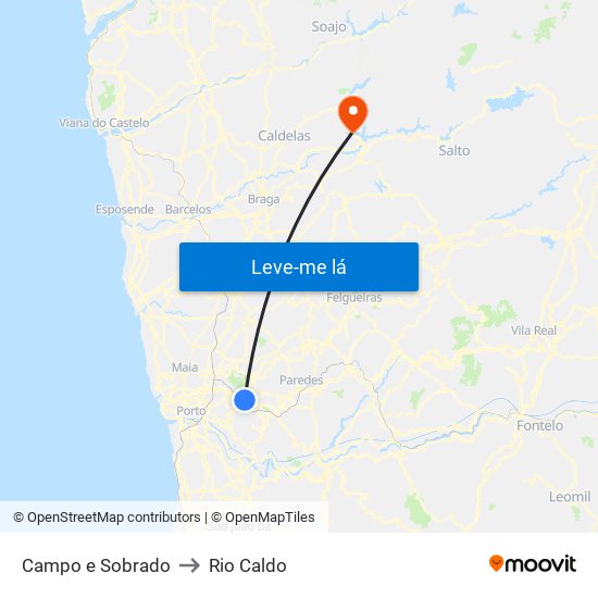 Campo e Sobrado to Rio Caldo map