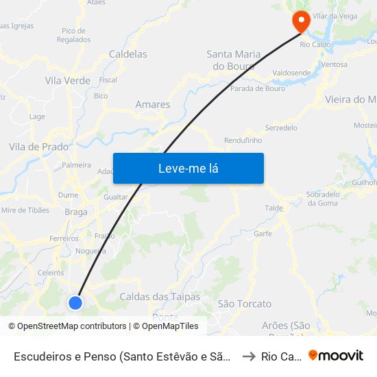 Escudeiros e Penso (Santo Estêvão e São Vicente) to Rio Caldo map