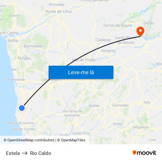 Estela to Rio Caldo map