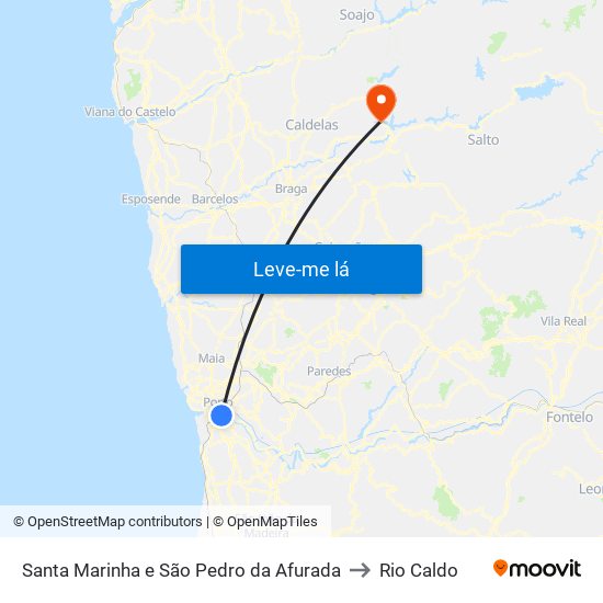 Santa Marinha e São Pedro da Afurada to Rio Caldo map