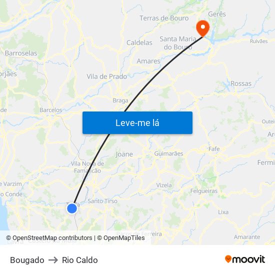 Bougado to Rio Caldo map