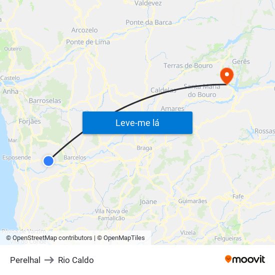 Perelhal to Rio Caldo map