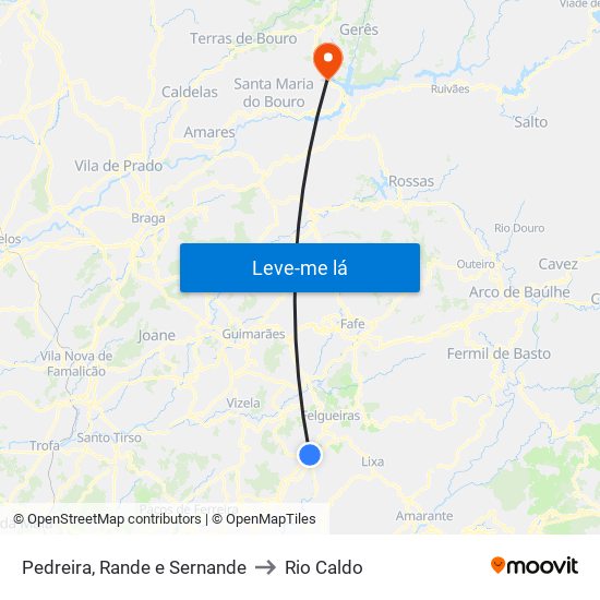 Pedreira, Rande e Sernande to Rio Caldo map