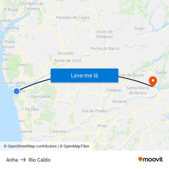 Anha to Rio Caldo map