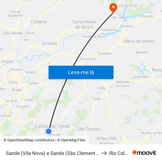 Sande (Vila Nova) e Sande (São Clemente) to Rio Caldo map