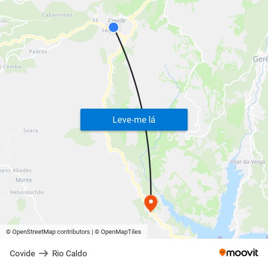 Covide to Rio Caldo map