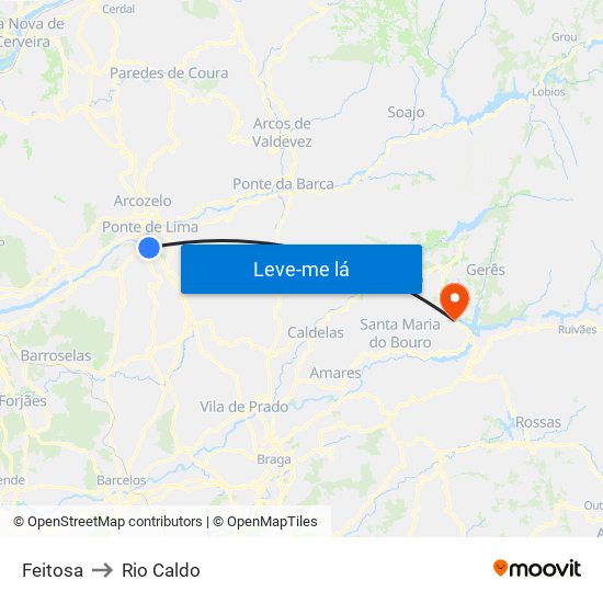 Feitosa to Rio Caldo map