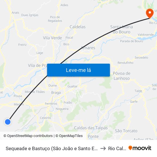 Sequeade e Bastuço (São João e Santo Estêvão) to Rio Caldo map