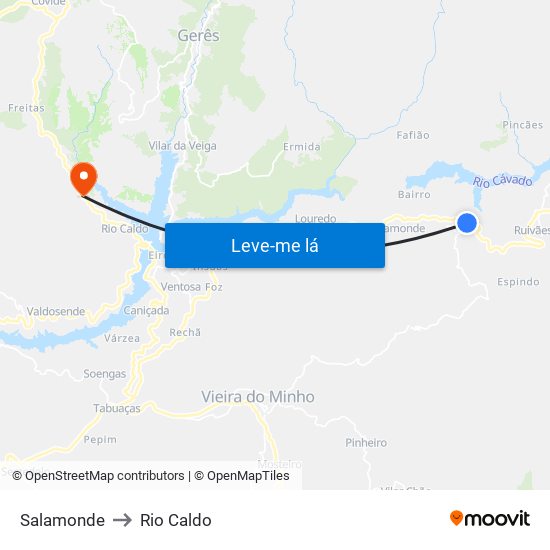 Salamonde to Rio Caldo map