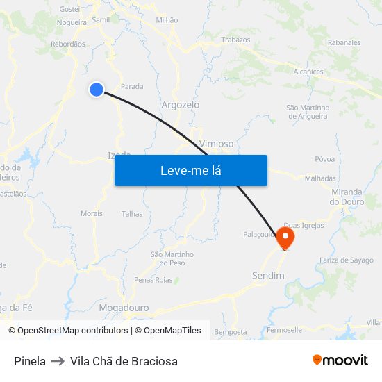 Pinela to Vila Chã de Braciosa map