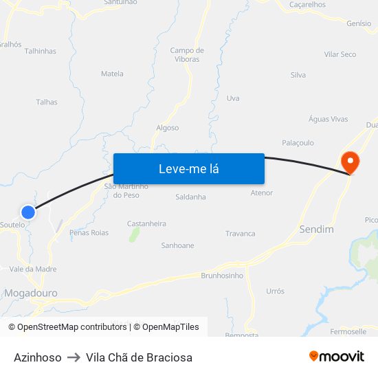 Azinhoso to Vila Chã de Braciosa map