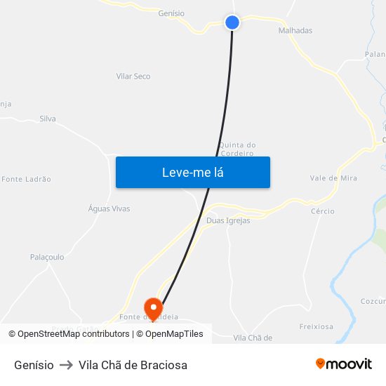 Genísio to Vila Chã de Braciosa map