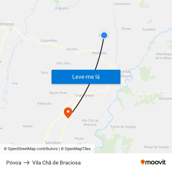 Póvoa to Vila Chã de Braciosa map