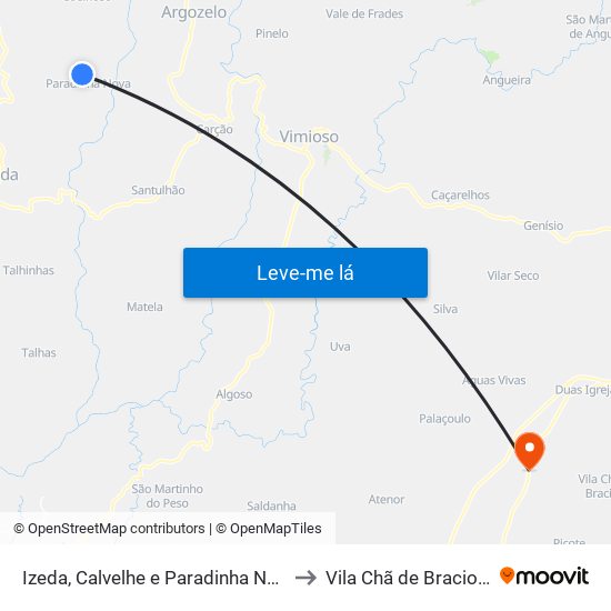 Izeda, Calvelhe e Paradinha Nova to Vila Chã de Braciosa map