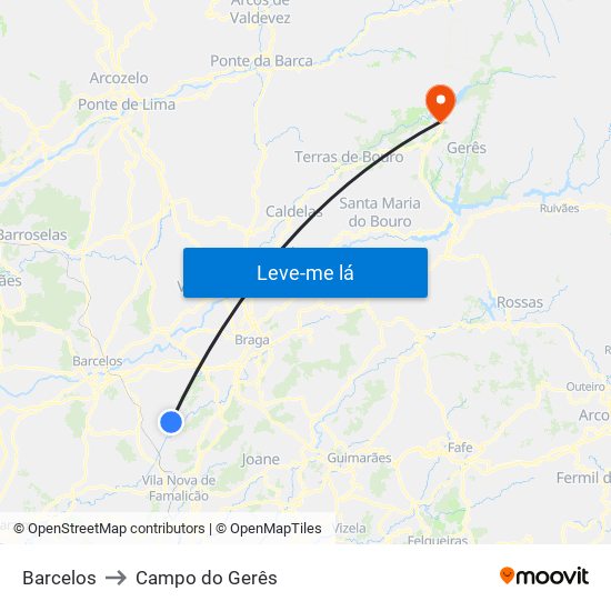 Barcelos to Campo do Gerês map