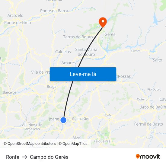 Ronfe to Campo do Gerês map