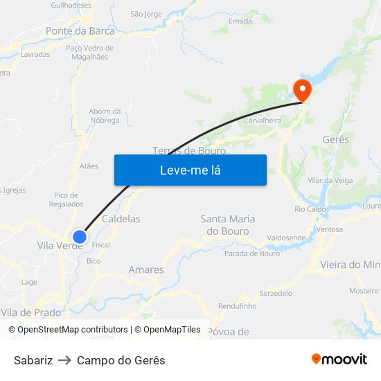 Sabariz to Campo do Gerês map