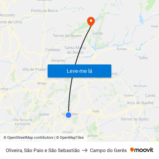 Oliveira, São Paio e São Sebastião to Campo do Gerês map