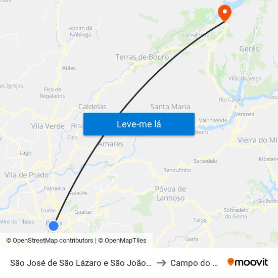 São José de São Lázaro e São João do Souto to Campo do Gerês map